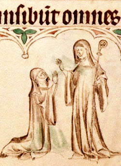 An Abbess depicted in the Queen Mary Psalter